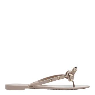 Valentino Garavani Flip Flops, female, Gray, Size: 6 US PM Thong Rockstud Sandal