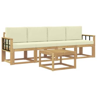 vidaXL Conjunto De Sof&aacute;s De Exterior Con Coj&iacute;n 5 Pcs Blanco Y Crema Vidaxl