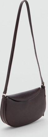 Mango Borsa a tracolla ovale falda cioccolato - Donna - Taglia unica - MANGO