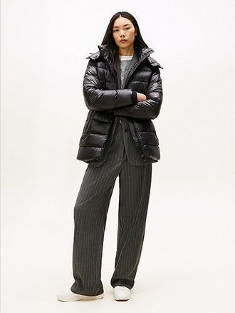 Tommy Hilfiger Abrigo acolchado brillante de plum&oacute;n