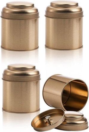 OEM Lata Para Especias Y T&eacute;, Lata Con Tapa &Oslash; 75 Mm X H 90 Mm, Juego De 4, Tarro De Almacenamiento, Apto Para Guardar Caf&eacute;, T&eacute; Y Especias, Color Cobre