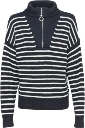 Tommy Hilfiger Gestreept oversized coltrui - Dames - Coltruien - Blauw - L - Katoen - Truien & Vesten