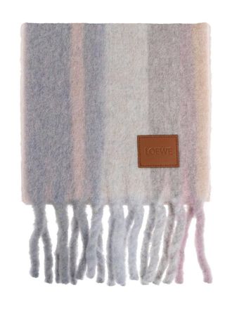 Loewe fringed stripes scarf - Neutrals