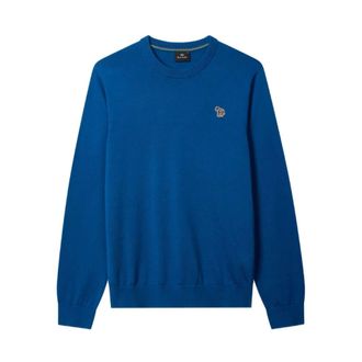 Paul Smith Zebra Patch Jumper - male - PS By Paul Smith - Round-neck Knitwear - Blue - S - Knitwear