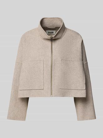 Drykorn Drykorn Cropped Jacke aus Woll-Mix mit Rei&szlig;verschluss in Sand, Gr&ouml;&szlig;e 38