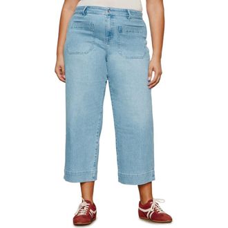 Sanctuary The Marine High Waist Patch Pocket Crop Jeans in Dollface Blue at Nordstrom, Size 14W