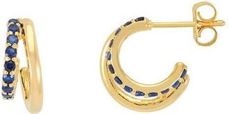 Estella Bartlett Cubic Zirconia Double Hoop Earrings in Gold at Nordstrom