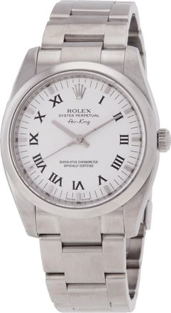 Rolex Pre-owned Rolex Oyster Perpetual Air King Automatic Chronometer White Dial Mens Watch 114200WRS0