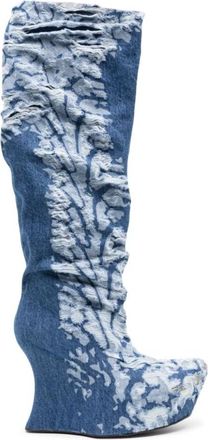 Masha Popova Hoge laarzen tot onder de knie - Dames - Hoge Laarzen - Blauw - 36 EU - Leer - Schoenen