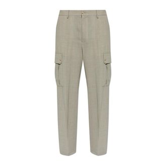 Dolce & Gabbana Straight Trousers, male, Gray, Size: 2XL Wool Canvas Trousers