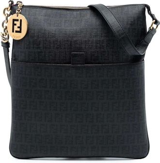 Fendi Borsa a tracolla in tela cerata con motivo Zucchino, ciondolo e zip 2000-2010 - Nero
