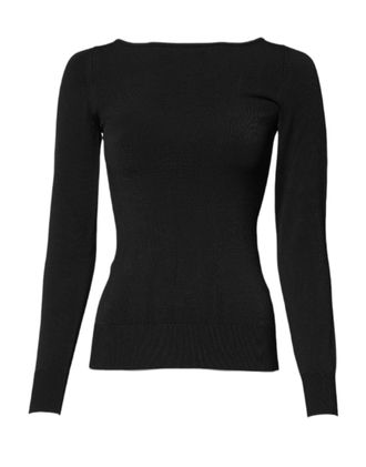 Dolce & Gabbana Womens Long Sleeve Boat Neck Pullover Sweater - Black viscose - Size EU 32 (Womens)