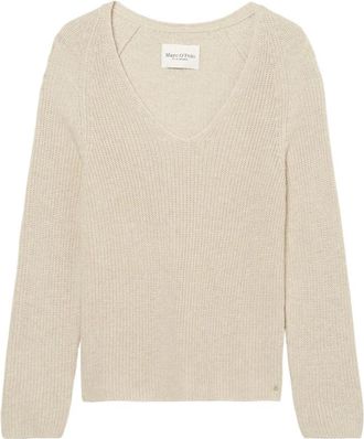 Marc O'Polo Truien & Vesten, Dames, Beige, M, Katoen, V-hals Truien