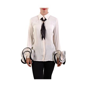 Elisabetta Franchi Dames, Blouses & Shirts, Beige, Maat: M Leer