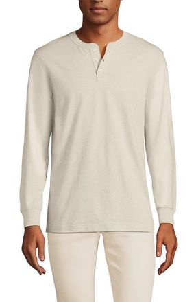 Lands End Super-T Long Sleeve Henley Shirt in Flax Heather at Nordstrom, Size Xx-Large