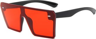 Generic Fashion Square Large Frame Mens And Womens Sunglasses Outdoor Commuting Sports Vacation Party Sun Glasses(Red)