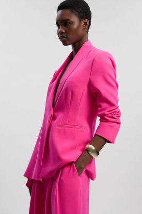 Karen Millen Womens Petite Soft Tailored Single Breasted Blazer - Pink - Size 10 UK