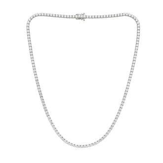 Diana M. Jewels 14kt white gold lab grown round diamond tennis necklace weighing 10.90 cts set in a four prong setting
