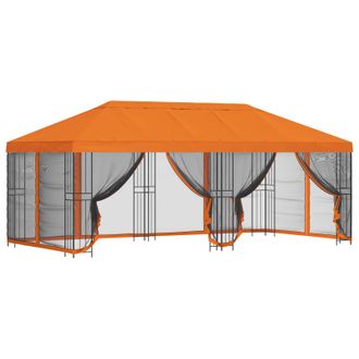 vidaXL Gazebo Con Paredes Laterales 6 X 3 M Naranja Poli&eacute;ster Y Acero Vidaxl
