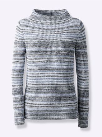 Casual Looks Strickpullover CASUAL LOOKS Pullover, Damen, Gr. 38, blau (rauchblau, ecru, meliert), 57% Baumwolle, 43% Polyacryl, meliert, Pullover Strickpullover