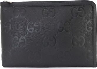 Gucci Black Leather Clutch Bag Document Case (Pre-Owned)
