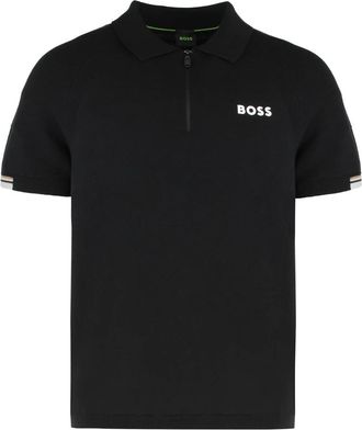 HUGO BOSS Poloshirt met korte mouwen en rits - Heren - Polos - Zwart - XL - Katoen - Tops