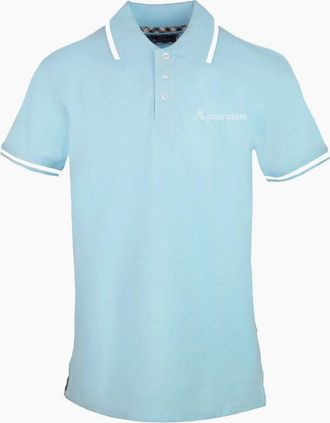Aquascutum Mens Collared Neck Short Sleeve Polo Shirt - Blue - Size: 36