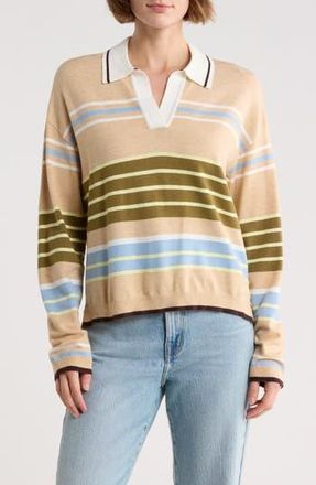 Scotch & Soda Rugby Sweater in Oatmeal Engineered Stripe at Nordstrom Rack, Size X-Large