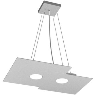 Top-Light Top-light - Sospensione Moderna Rettangolare Plate Metallo Grigio 2 Luci Gx53