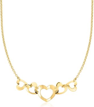 Ross-Simons Italian 18kt Gold Over Sterling Graduated Hearts Necklace