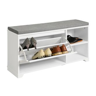 SoBuy Banco Zapatero Con 1 Solapa Y 2 Compartimentos Abiertos Organizador Para Zapatos 90 X 24 X 46 Cm Blanco Fsr119-w Sobuy Es