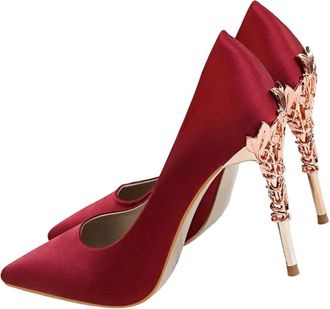 Generic Women Spring Sequin High Heel Pumps Pointed Toe Metal Detail Wedding Dress Shoes