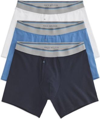 Mack Weldon Assorted 3-Pack Stretch Pima Cotton Boxer Briefs in Dean Blue Multi at Nordstrom, Size X-Large