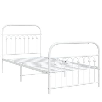 Berkfield Home Metal Bed Frame without Mattress with Footboard White 90x200cm | Size: 90x200 cm