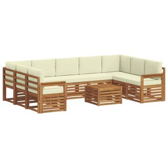 vidaXL Conjunto De Sof&aacute;s De Exterior 10 Uds. Natural Y Crema Vidaxl