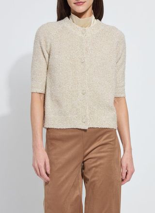 Lyss&eacute; Kennedy Short Sleeve Lurex Feather Cardigan