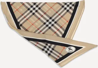 Burberry Sciarpa in seta Check con Knight Stamp Woman UNI