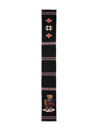 Polo Ralph Lauren Teddy Bear motif merino-wool scarf - men - Merino - One Size - Black