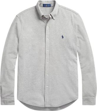 Polo Ralph Lauren Fijn Piqu&eacute; Katoenen Overhemd - Heren - Casual Overhemden - Grijs - XL - Katoen - Overhemden