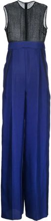 Ferragamo Ferragamo Two-Tone Silk Jumpsuit Blue