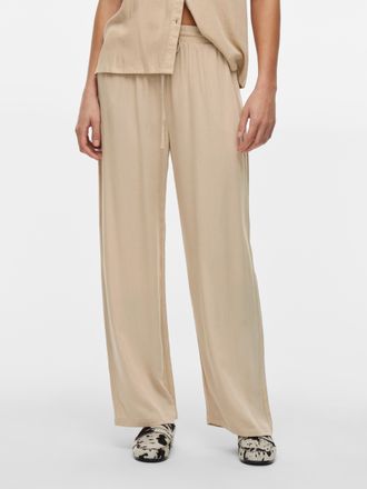 Vila Schlupfhose VILA VIPRICIL RW PANT - NOOS, Damen, Gr. 34, N-Gr, grau (feather gray), Web, Obermaterial: 90% Viskose, 10% Leinen, unifarben, kn&ouml;chelfrei