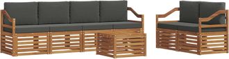 vidaXL Conjunto De Sof&aacute;s De Exterior 7 Uds. Natural Y Antracita Vidaxl