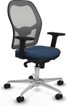 Piqueras y Crespo Piqueras Y Crespo - Jorquera Sincro Malla Gris Similpiel Azul Marino Brazos 2d Base Aluminio Ruedas 65mm Nailon