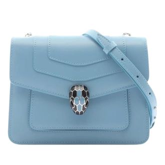 Bulgari Pre-owned Serpenti Forever wallet on chain - Dames - Pre-owned - Blauw - Maat: ONE Size Leer