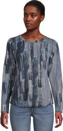 Elliott Lauren Crew Neck Long Sleeve Top with Overlok Stitching Womens T Shirt Blue 1 : XL, Polyester/Spandex