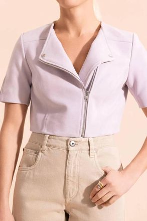 LaMarque Kirsi Cropped Biker Jacket In Lilac