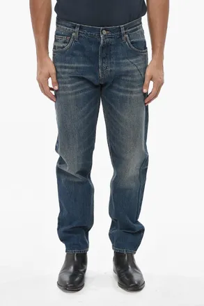 Prada Straight-Leg Jeans with Exposed Seams and Logo Patch 18cm Prada