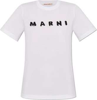 Marni T-shirt met geprint logo - Dames - T-shirts - Wit - 2XS - Katoen - Tops