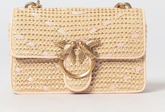 Pinko Borsa Mini Love Bag One Light in rafia chevron e pelle Pinko