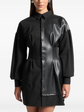 Mani&egrave;re De Voir panelled cinch-waistband shirt mini dress - Black